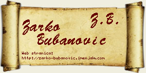Žarko Bubanović vizit kartica